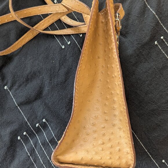 Vintage Ostrich Purse Camel Leather Donzelli - Picture 7 of 8